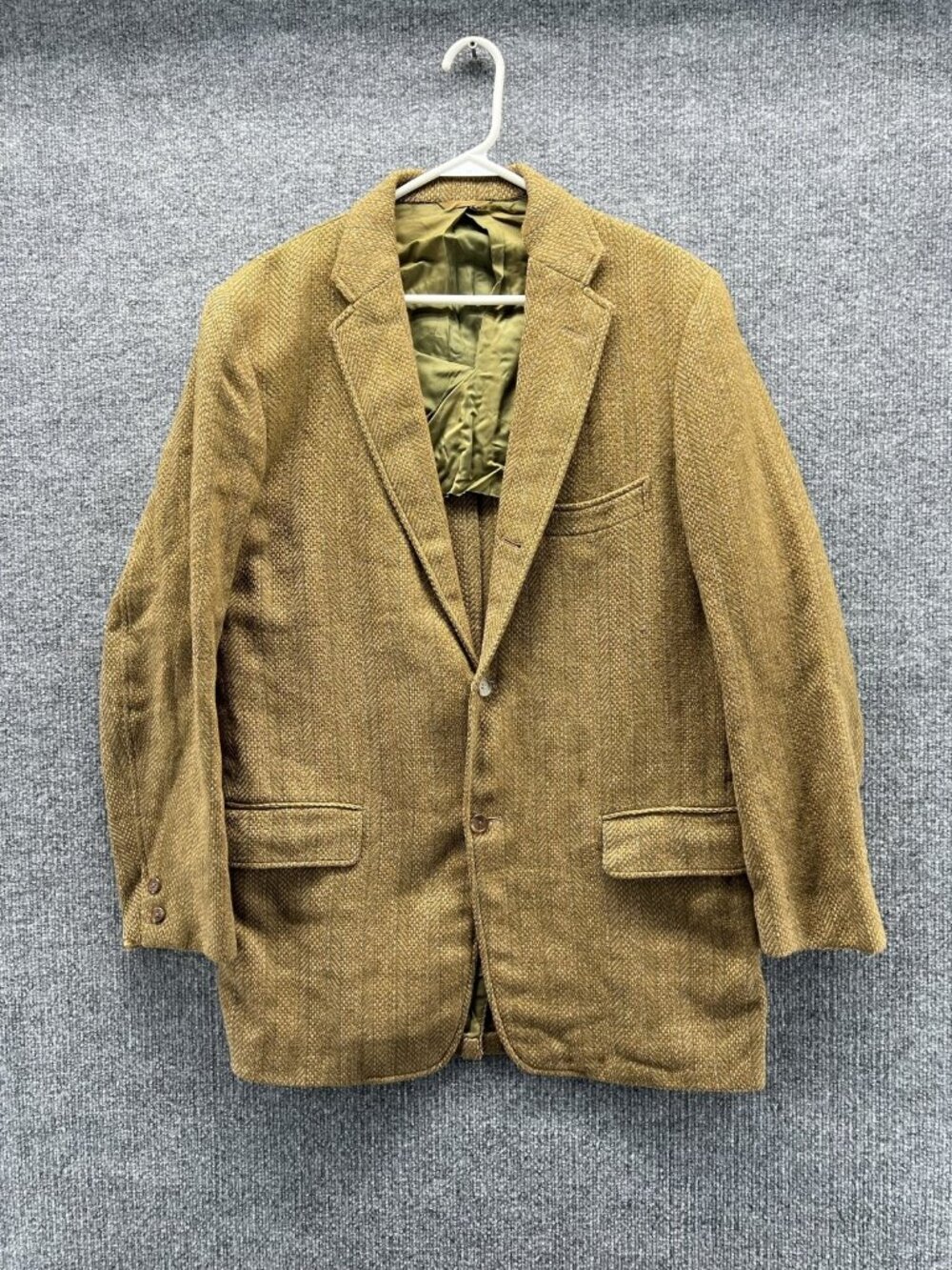 J. Press Blazer Mens 46 Brown Wool Herringbone Sport Coat Jacket Vintage USA